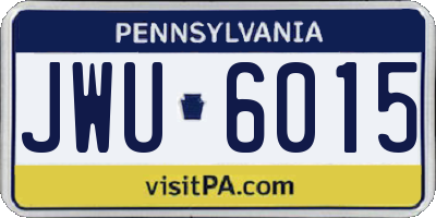 PA license plate JWU6015