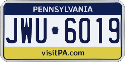 PA license plate JWU6019