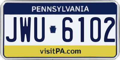 PA license plate JWU6102