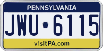 PA license plate JWU6115