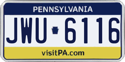 PA license plate JWU6116