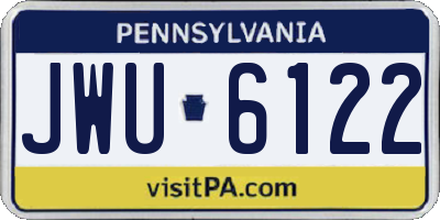 PA license plate JWU6122