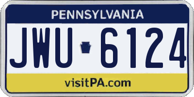 PA license plate JWU6124