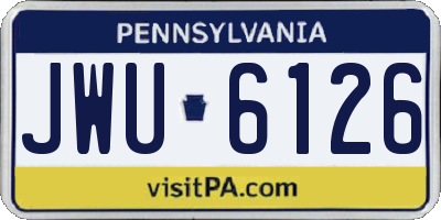 PA license plate JWU6126