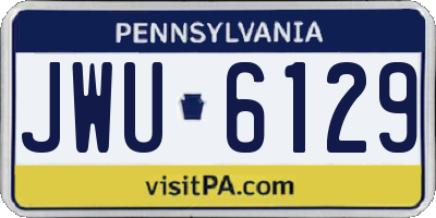 PA license plate JWU6129