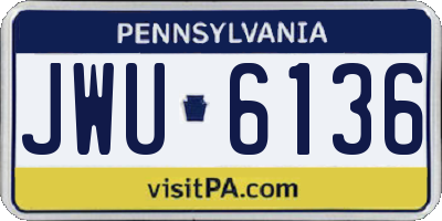 PA license plate JWU6136