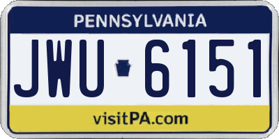 PA license plate JWU6151