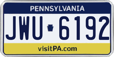 PA license plate JWU6192