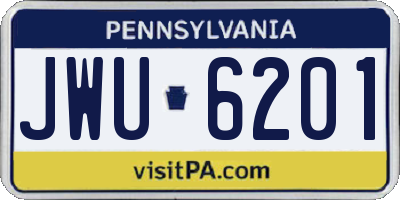 PA license plate JWU6201
