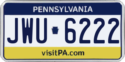 PA license plate JWU6222