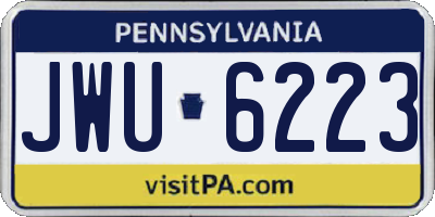 PA license plate JWU6223