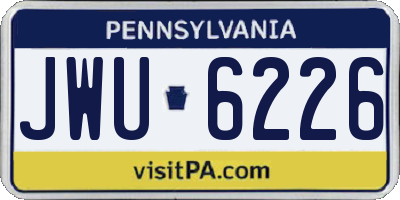PA license plate JWU6226