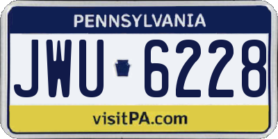 PA license plate JWU6228