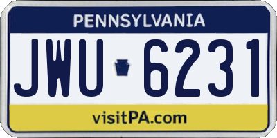 PA license plate JWU6231