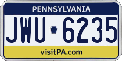 PA license plate JWU6235