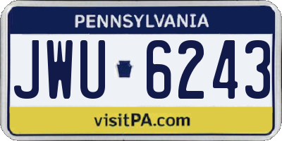 PA license plate JWU6243