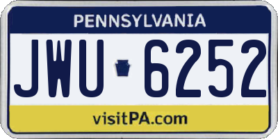 PA license plate JWU6252