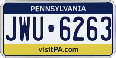 PA license plate JWU6263
