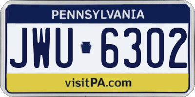 PA license plate JWU6302