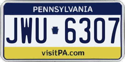 PA license plate JWU6307