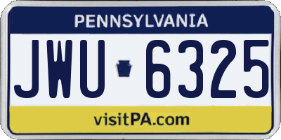 PA license plate JWU6325