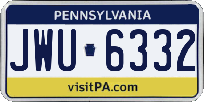PA license plate JWU6332