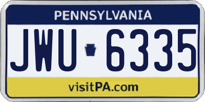 PA license plate JWU6335