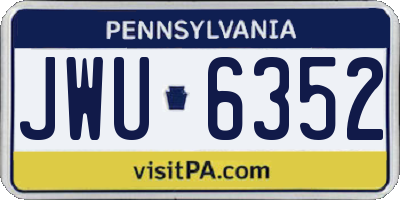 PA license plate JWU6352