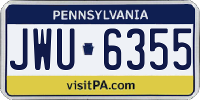 PA license plate JWU6355