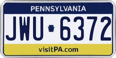 PA license plate JWU6372