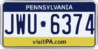 PA license plate JWU6374
