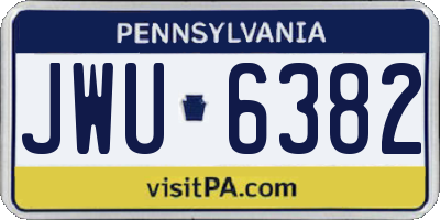 PA license plate JWU6382