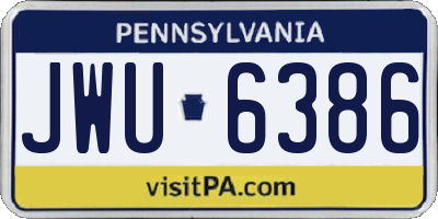 PA license plate JWU6386