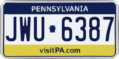 PA license plate JWU6387