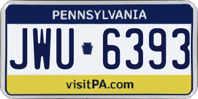PA license plate JWU6393