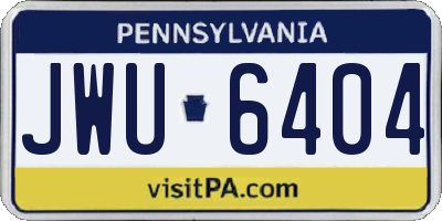 PA license plate JWU6404