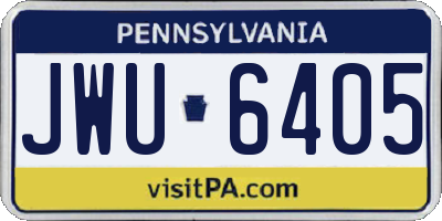PA license plate JWU6405