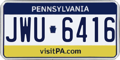 PA license plate JWU6416