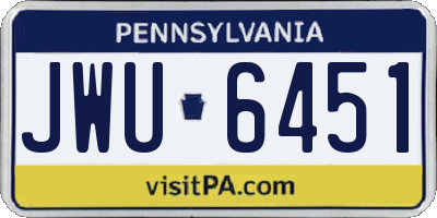 PA license plate JWU6451