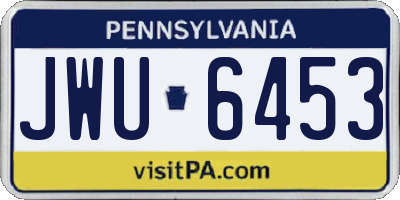 PA license plate JWU6453
