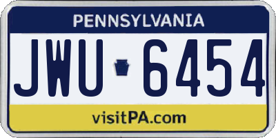 PA license plate JWU6454