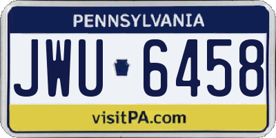 PA license plate JWU6458