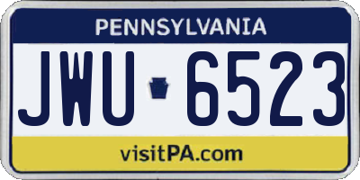 PA license plate JWU6523