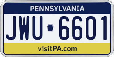 PA license plate JWU6601