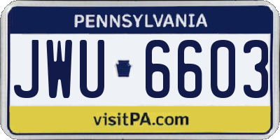 PA license plate JWU6603