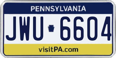 PA license plate JWU6604