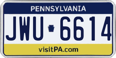 PA license plate JWU6614