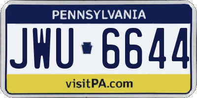 PA license plate JWU6644