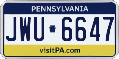 PA license plate JWU6647