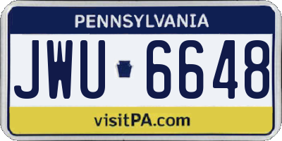 PA license plate JWU6648